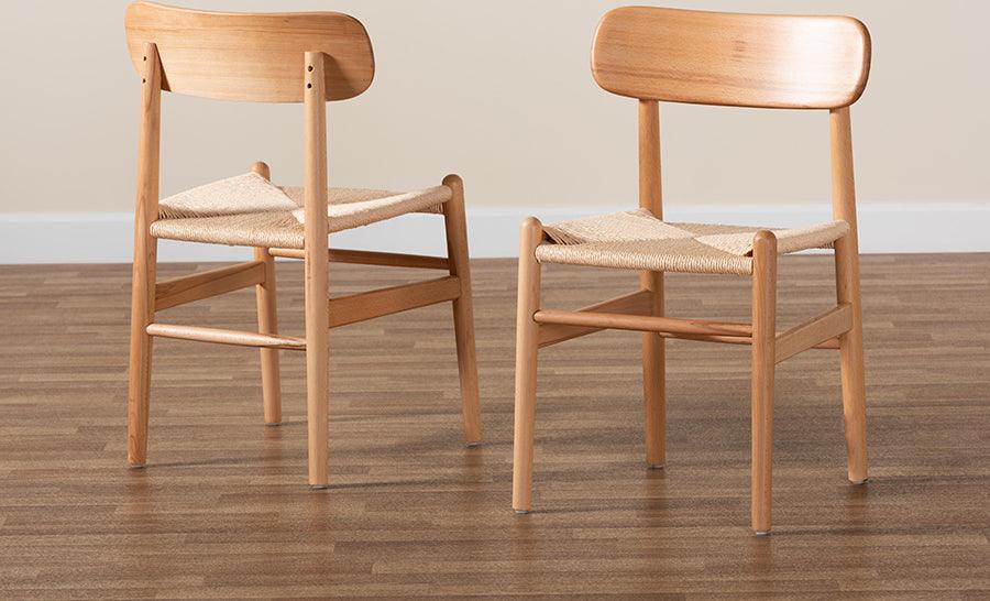Wholesale Interiors Dining Chairs - Raheem Brown Hemp and Wood 2-Piece Dining Chair Set