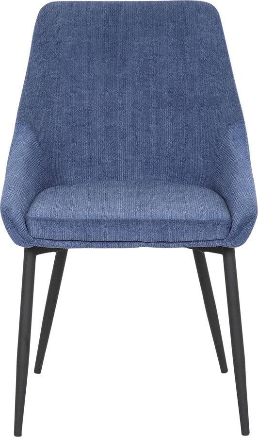 Lumisource Dining Chairs - Diana Contemporary Chair in Black Metal and Blue Corduroy Fabric - Set of 2