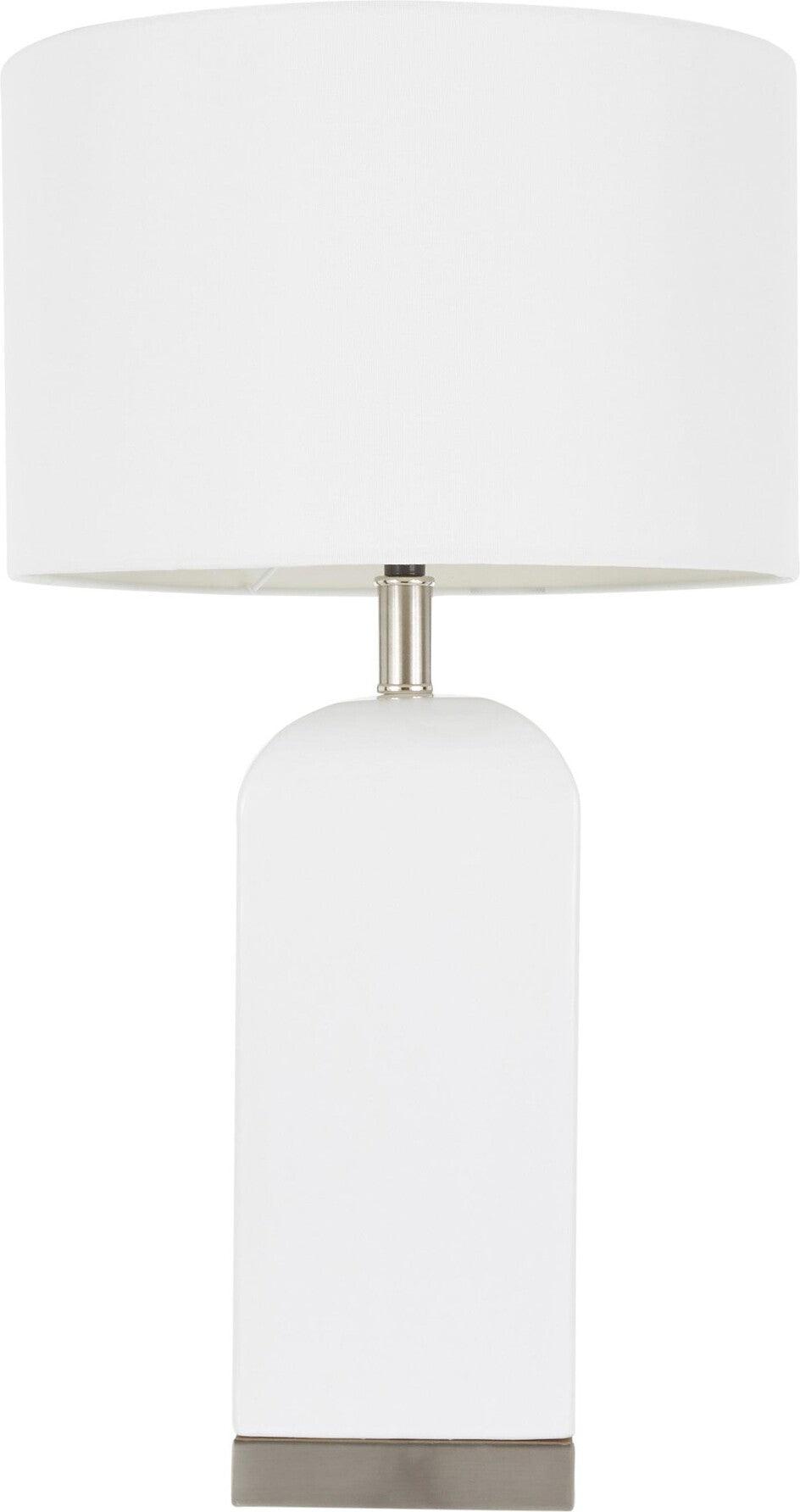 Lumisource Table Lamps - Carmen Table Lamp Stainless Steel & White Ceramic & White