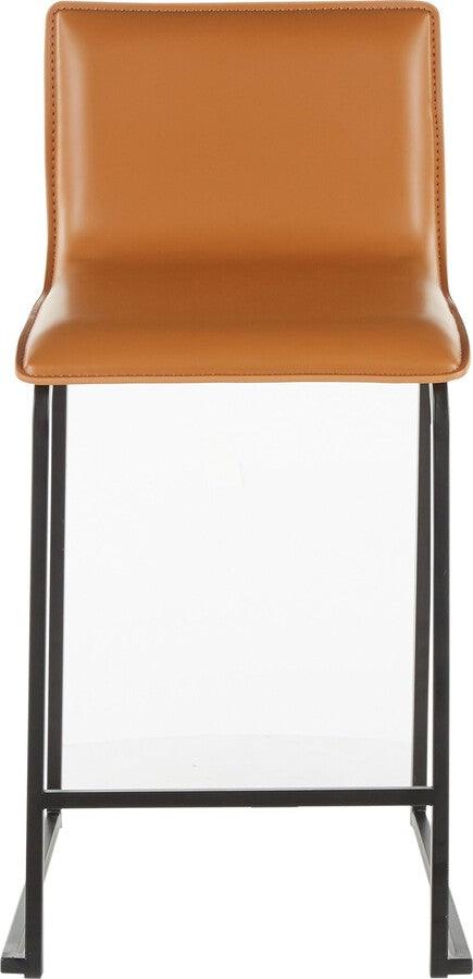Lumisource Barstools - Mara 26" Contemporary Counter Stool in Black Metal and Camel Faux Leather - Set of 2
