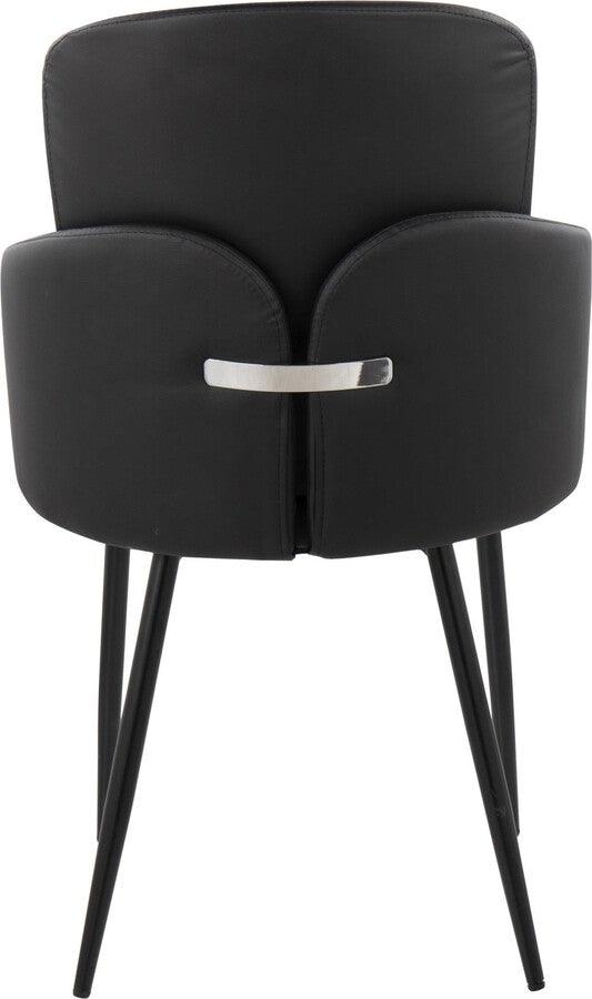 Lumisource Dining Chairs - Dahlia Contemporary Dining Chair In Black Metal & Black Faux Leather With Chrome Accent (Set of 2)