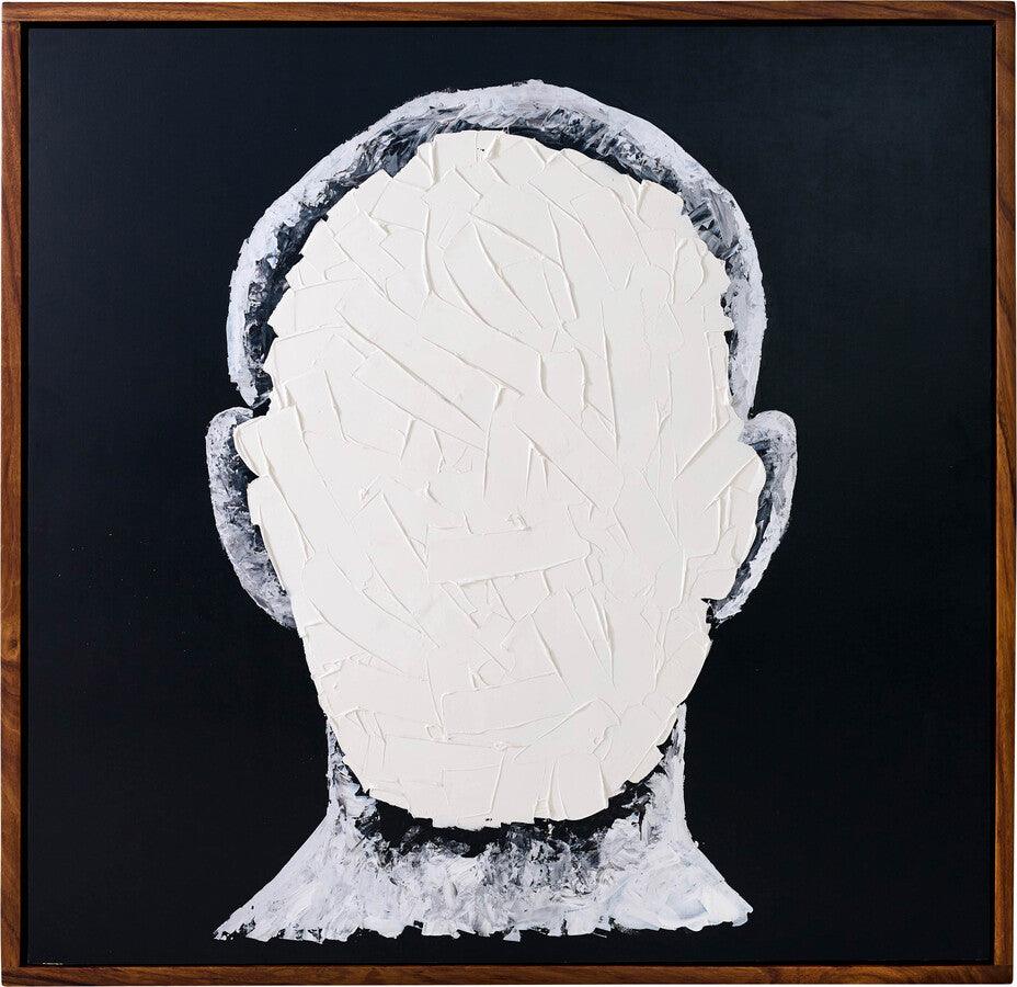 Sagebrook Home Wall Art - 47X47 Hand Painted Blank Face Man Ivory & Black