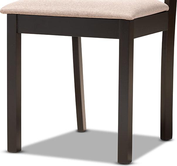 Wholesale Interiors Dining Sets - Quinlan Sand Fabric Upholstered and Dark Brown Finished Wood 5-Piece Dining Set
