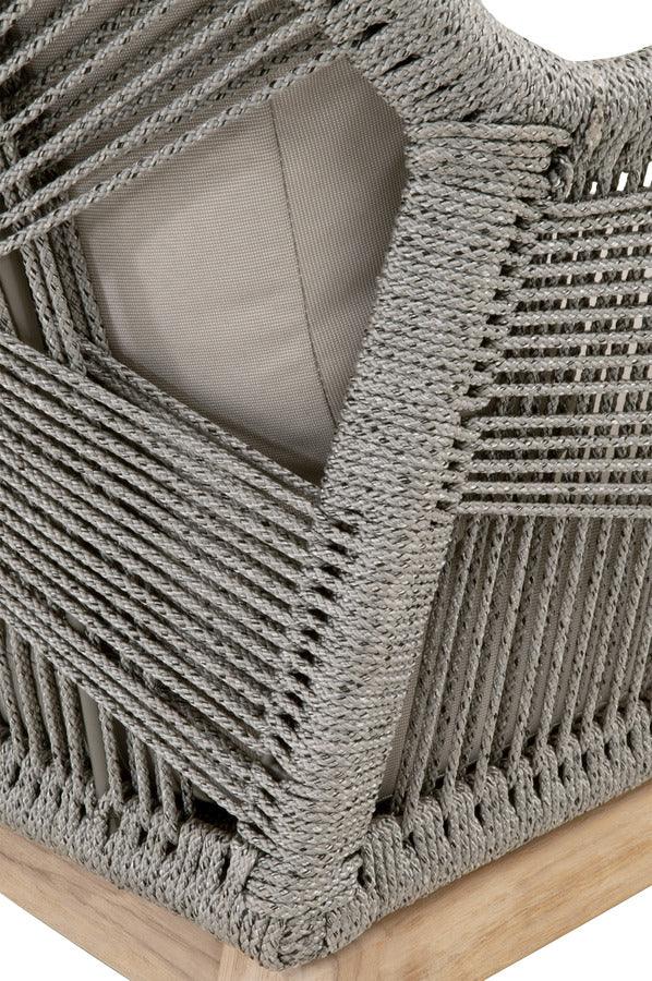 Essentials For Living Outdoor Chairs - Loom Outdoor Club Chair Platinum Rope, Smoke Gray, Gray Teak