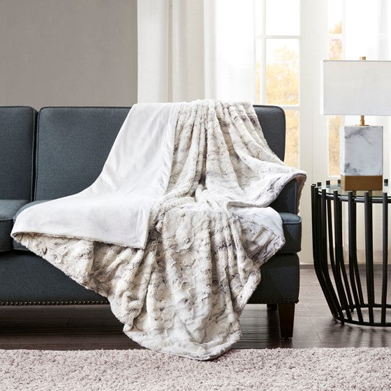 Olliix.com Pillows & Throws - Oversized Faux Fur Throw Natural