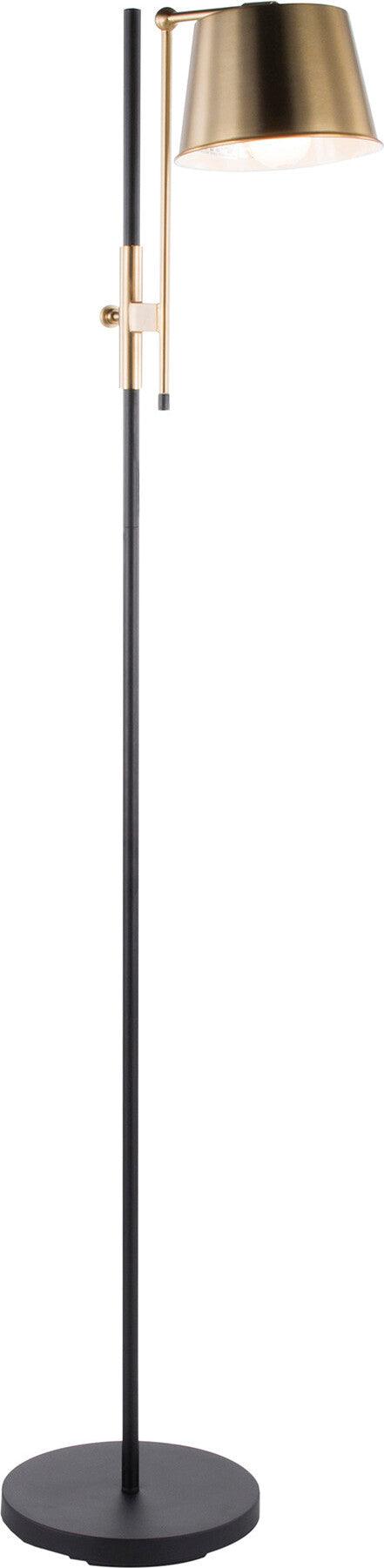 Lumisource Floor Lamps - Metric Floor Lamp Black & Antique Brass