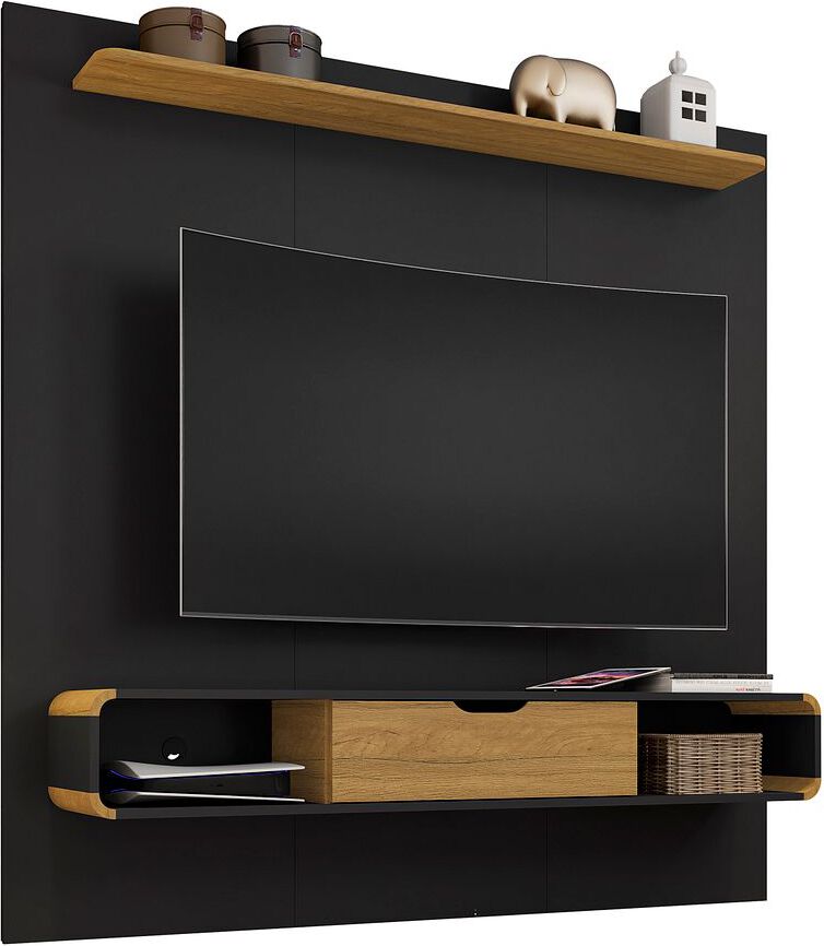 Manhattan Comfort TV & Media Units - Camberly 62.36 Floating Entertainment Center in Matte Black and Cinnamon