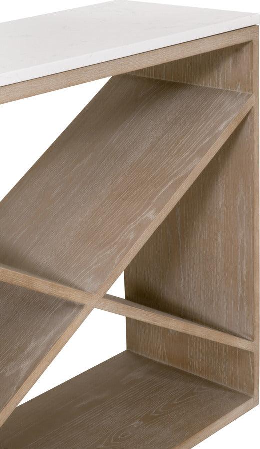 Essentials For Living Consoles - Cellar Console Table Smoke Gray Oak & White Quartz
