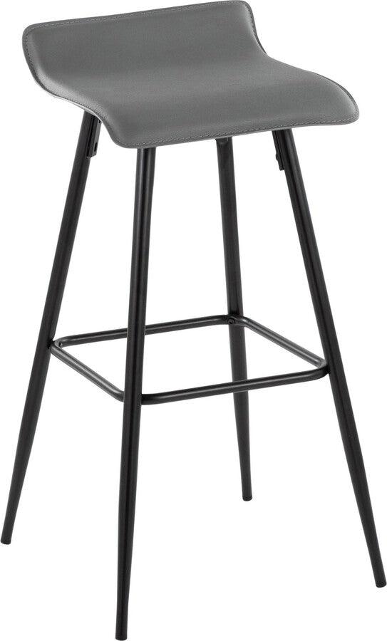 Lumisource Barstools - Ale 30" Bar Stool In Black Steel & Grey Faux Leather (Set of 2)