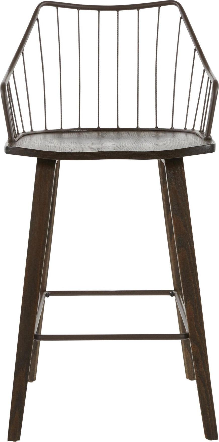 Lumisource Barstools - Winston Counter Stool Dark Walnut & Brown