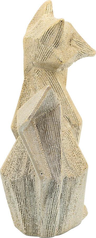 Sagebrook Home Decorative Objects - Cer, 10" Beaded Fox Figurine, Champagne