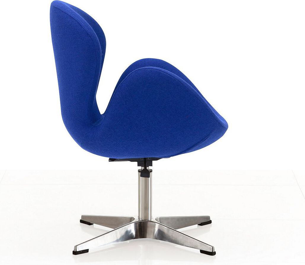Manhattan Comfort Task Chairs - Raspberry Blue and Polished Chrome Wool Blend Adjustable Swivel Chair