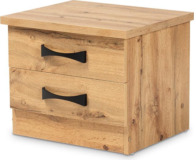 Wholesale Interiors Nightstands & Side Tables - Colburn Oak Brown Finished Wood 2-Drawer Nightstand