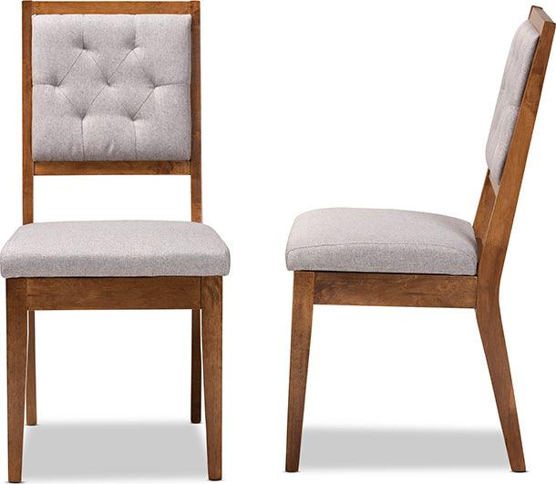 Wholesale Interiors Dining Chairs - Gideon Grey Fabric Upholstered and Walnut Brown Finished Wood 2-Piece Dining Chair Set