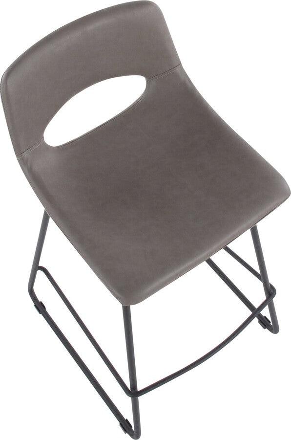 Lumisource Barstools - Robbi Counter Stool In Black Steel & Grey Faux Leather (Set of 2)