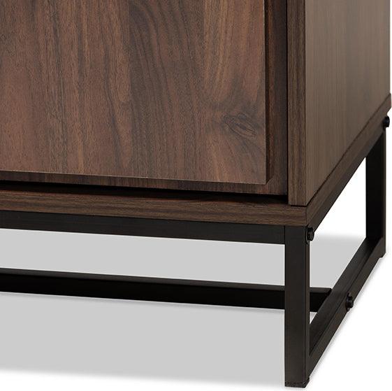 Wholesale Interiors Buffets & Cabinets - Neil Walnut Brown Finished Wood and Black Finished Metal Multipurpose Storage Cabinet