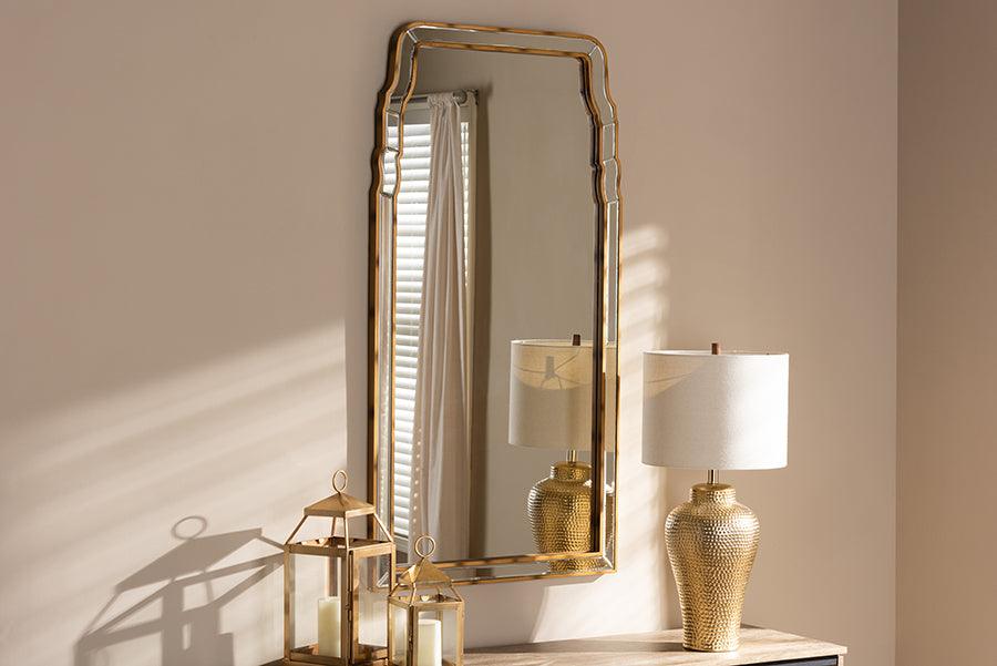 Wholesale Interiors Mirrors - Alice Modern and Contemporary Queen Anne Style Antique Gold Finished Accent Wall Mirror