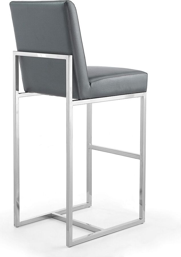 Manhattan Comfort Barstools - Element 42.13 in. Graphite and Polished Chrome Stainless Steel Bar Stool (Set of 3)