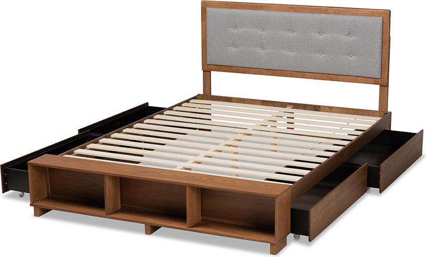 Wholesale Interiors Beds - Cosma King Storage Bed Light Gray & Ash Walnut