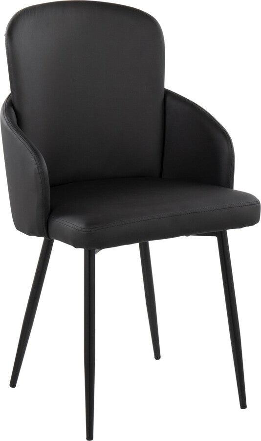 Lumisource Dining Chairs - Dahlia Contemporary Dining Chair In Black Metal & Black Faux Leather With Chrome Accent (Set of 2)