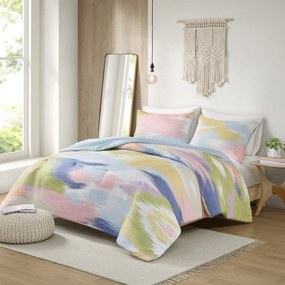Olliix.com Comforters & Blankets - Modern Comforter Set Blue Multi Full/Queen