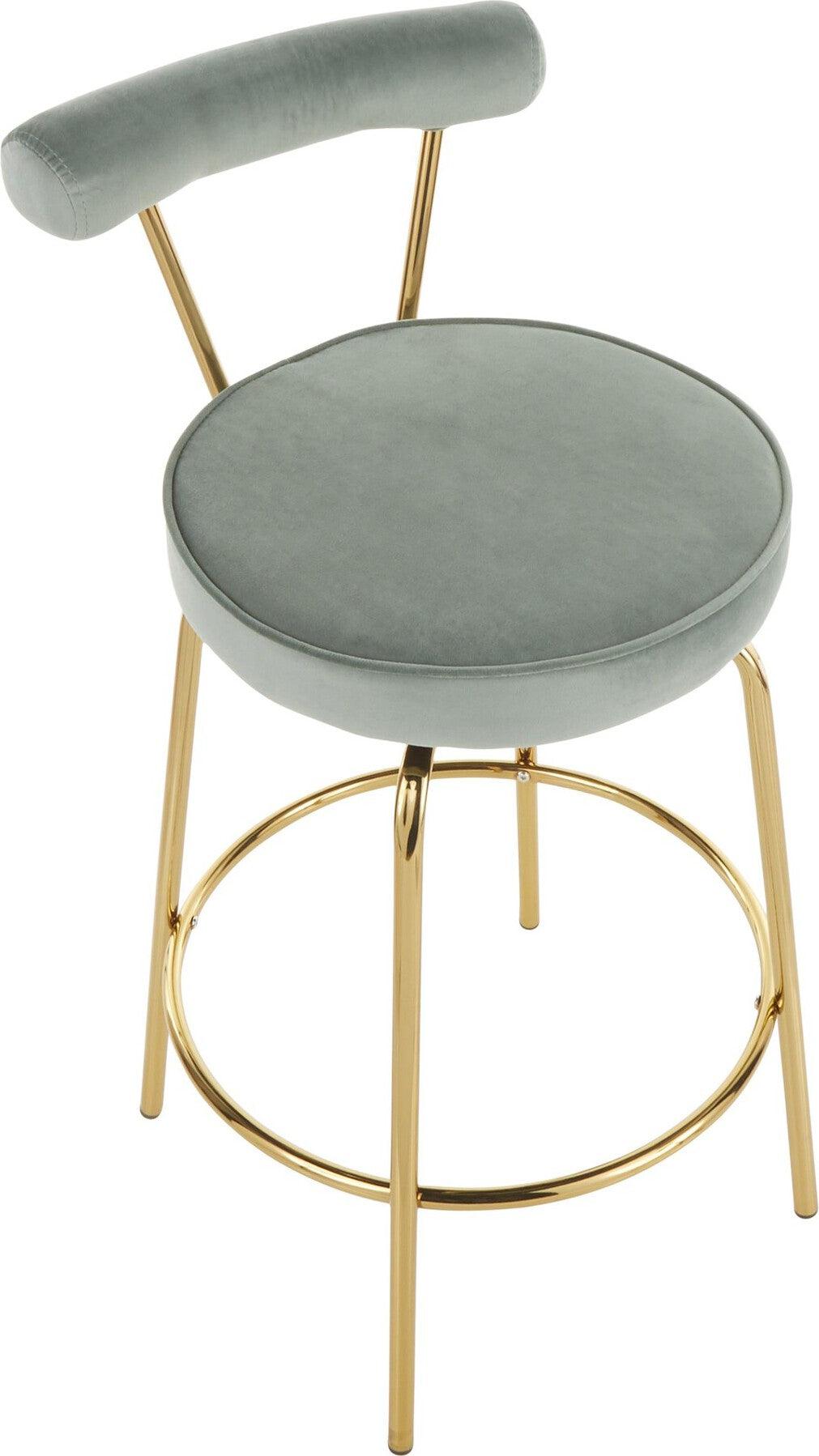 Lumisource Barstools - Rhonda Counter Stool Gold & Sage Green (Set of 2)