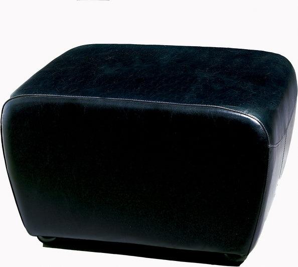 Wholesale Interiors Ottomans & Stools - Black Faux Leather Ottoman With Rounded Sides