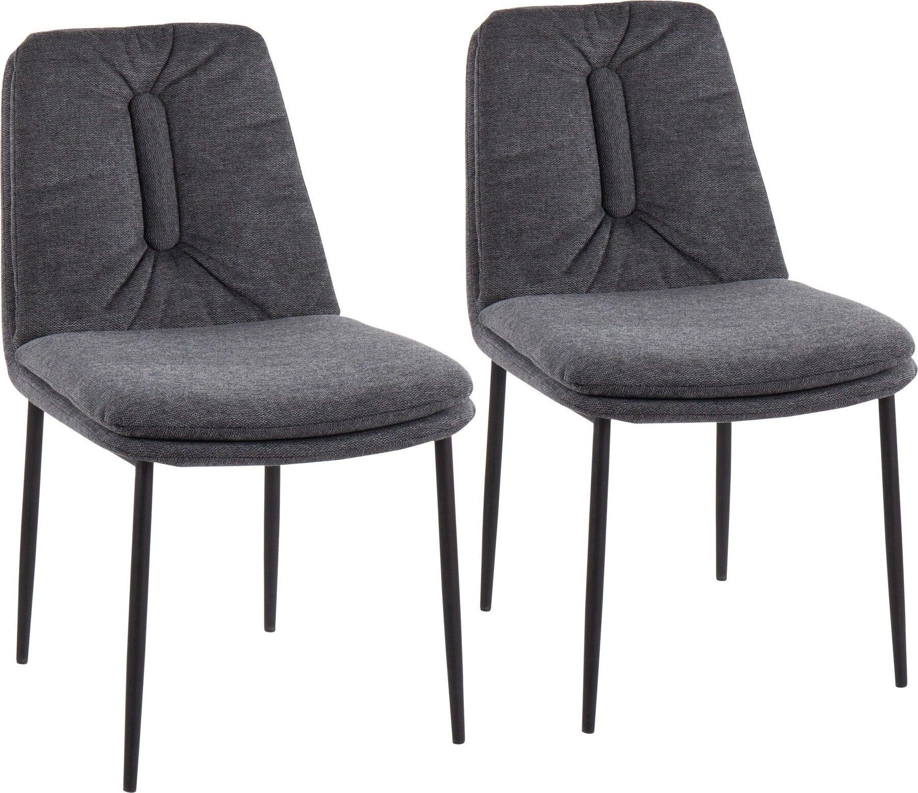 Lumisource Dining Chairs - Smith Contemporary Dining Chair in Black Steel and Charcoal Fabric (Set of 2)
