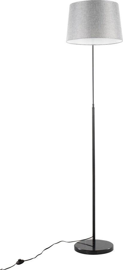 Lumisource Floor Lamps - March Contemporary Floor Lamp In Black Marble & Black Metal With Grey Linen Shade