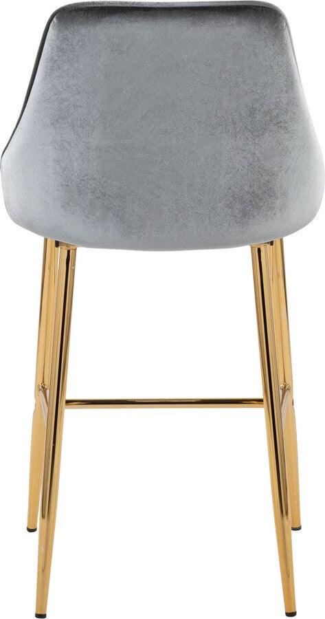 Lumisource Barstools - Marcel 25" /Glam Fixed-Height Counter Stool In Gold Metal & Blue Velvet (Set of 2)