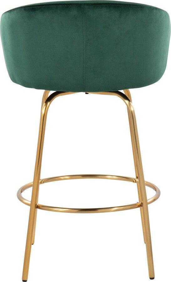 Lumisource Barstools - Claire /Glam Counter Stool In Gold Steel & Green Velvet (Set of 2)