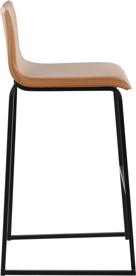 Lumisource Barstools - Mara Barstool In Black Steel & Camel Faux Leather (Set of 2)