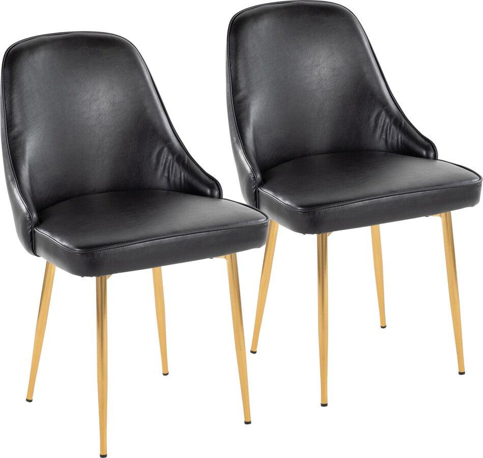 Lumisource Dining Chairs - Marcel Contemporary/Glam Dining Chair With Gold Frame & Black Faux Leather (Set of 2)
