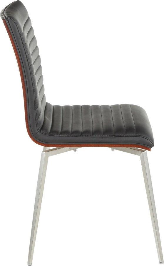 Lumisource Dining Chairs - Mason Dining Chair with Swivel in Stainless Steel, Walnut & Black-Set of 2