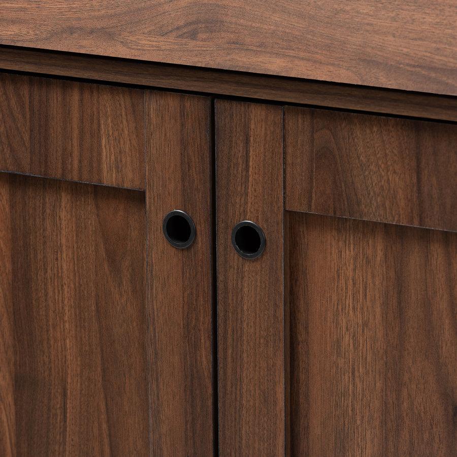 Wholesale Interiors Shoe Storage - Cormier Walnut Brown finished 2-Door Wood Entryway Shoe Storage Cabinet