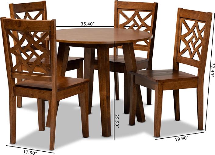 Wholesale Interiors Dining Sets - Rava Walnut Brown Finished Wood 5-Piece Dining Set