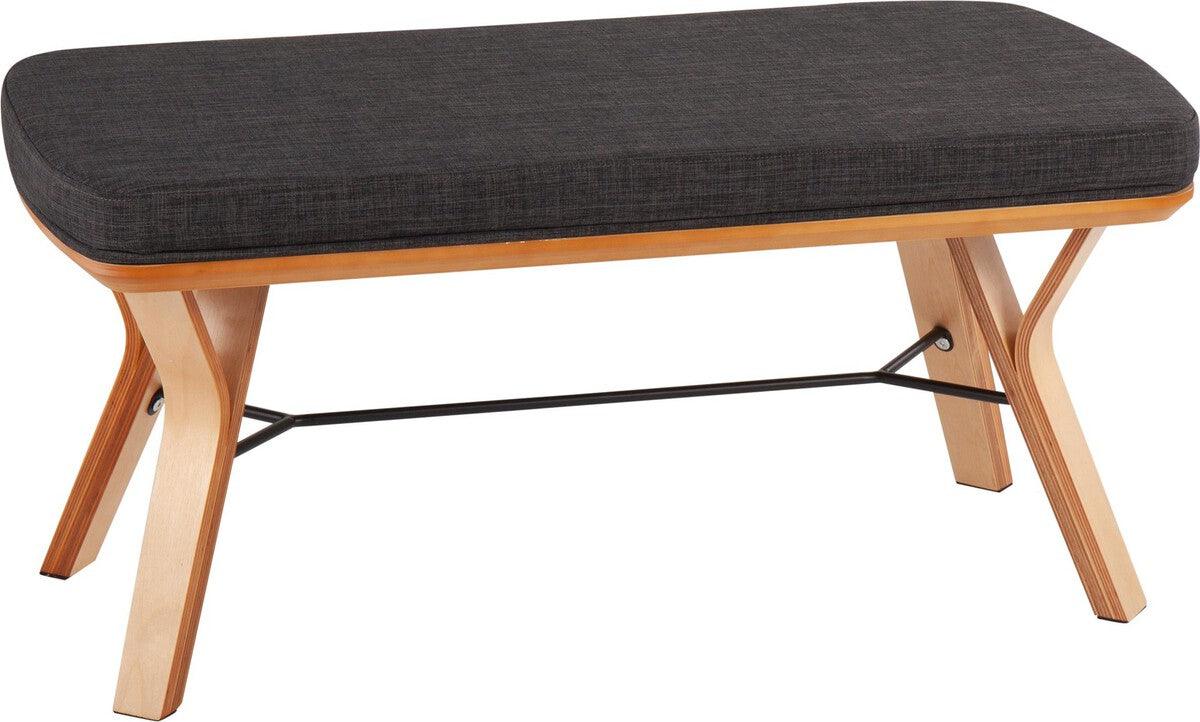 Lumisource Benches - Folia Bench In Natural Wood & Charcoal Fabric