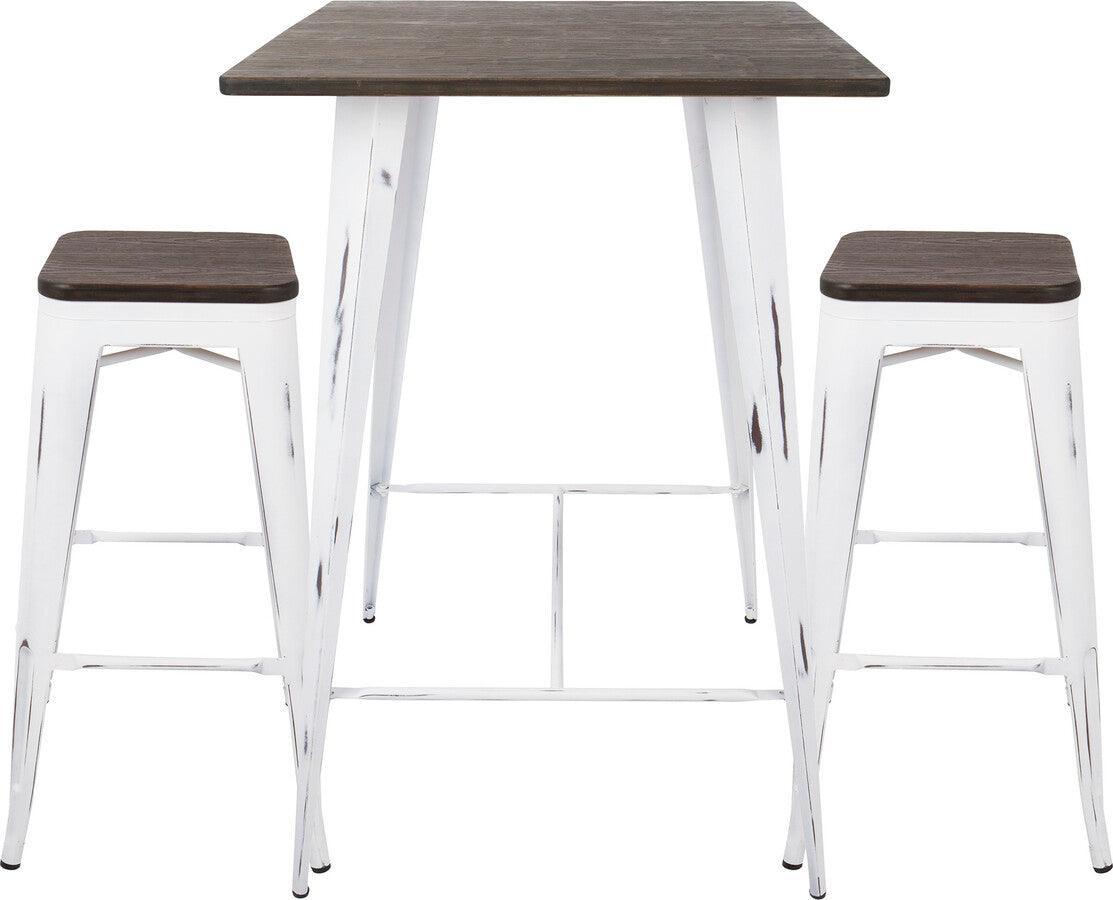 Lumisource Dining Sets - Oregon 3-Piece Industrial Set in Vintage White and Espresso