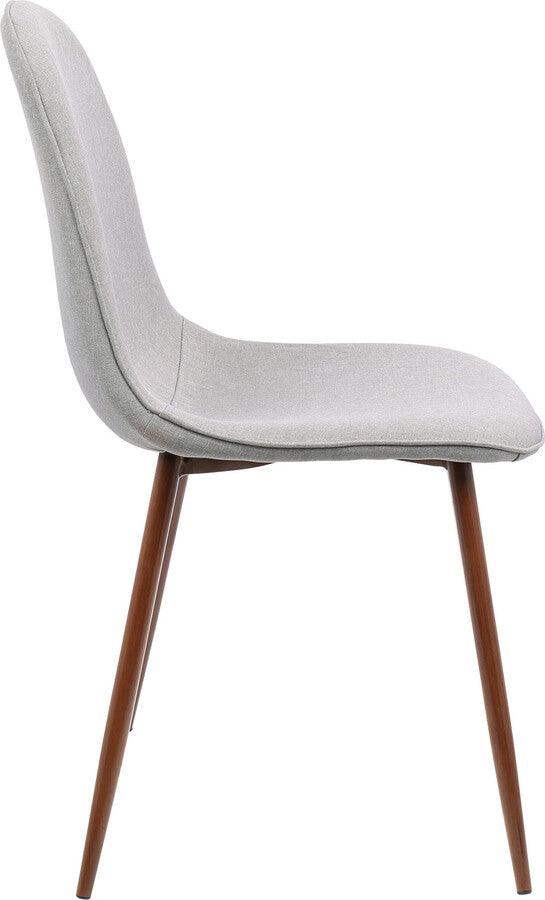 Lumisource Dining Chairs - Pebble Mid-Century Modern Dining/Accent Chair in Walnut and Grey Fabric - Set of 3
