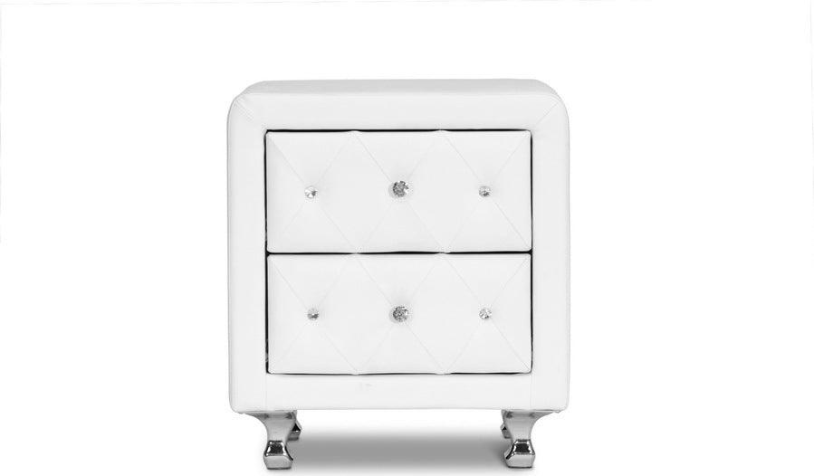 Wholesale Interiors Nightstands & Side Tables - Stella Crystal Tufted Nightstand White