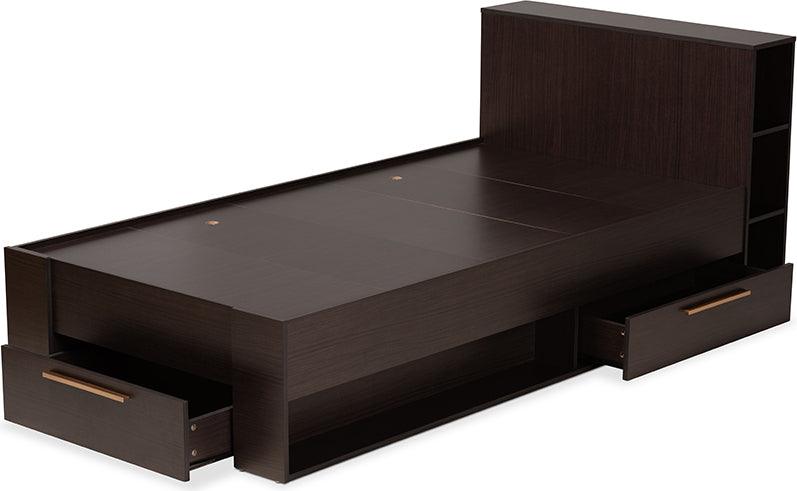 Wholesale Interiors Beds - Carlson Modern and Contemporary Brown Wood Twin Size 3-Drawer Platform Storage Bed