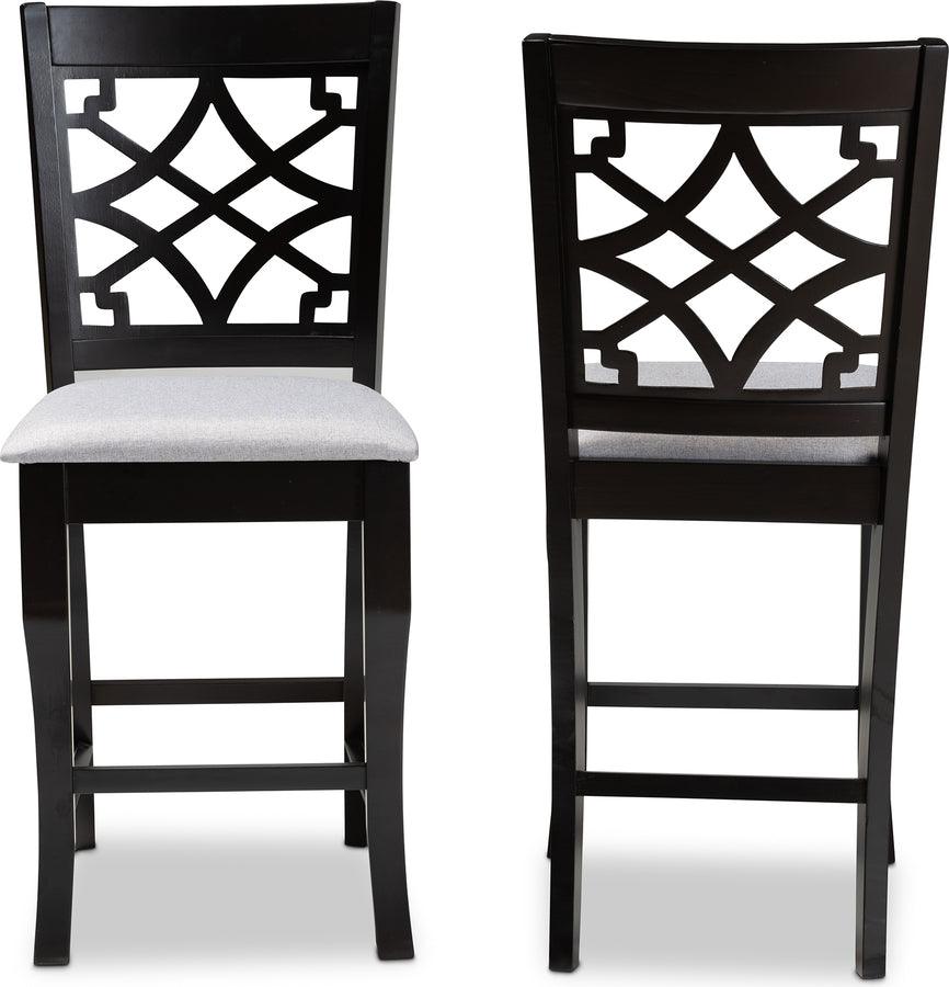 Wholesale Interiors Barstools - Nisa Grey Fabric Upholstered Espresso Brown Finished 2-Piece W (Set of 2)