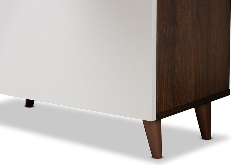 Wholesale Interiors Desks - Tobias Mid-Century Modern White and Brown Finished Wood Storage Desk with Shelves