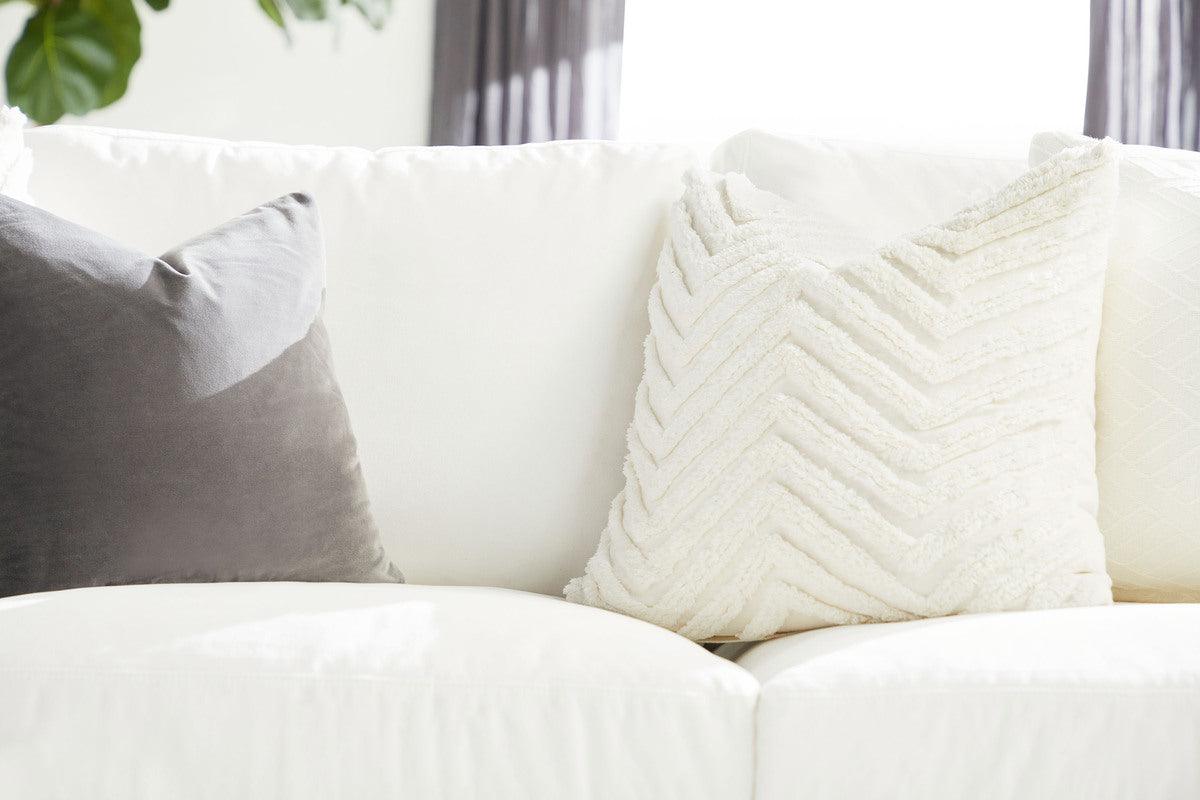 Essentials For Living Sofas & Couches - Manhattan 85" Wood Trim Sofa LiveSmart Peyton-Pearl, Natural Gray Oak