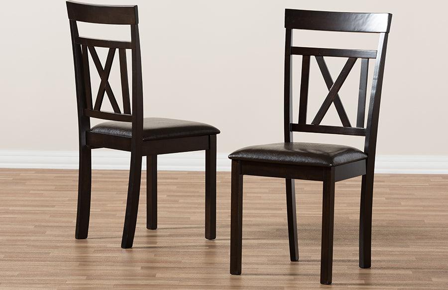 Wholesale Interiors Dining Chairs - Rosie Dark Brown Faux Leather Upholstered Dining Chair (Set of 2)