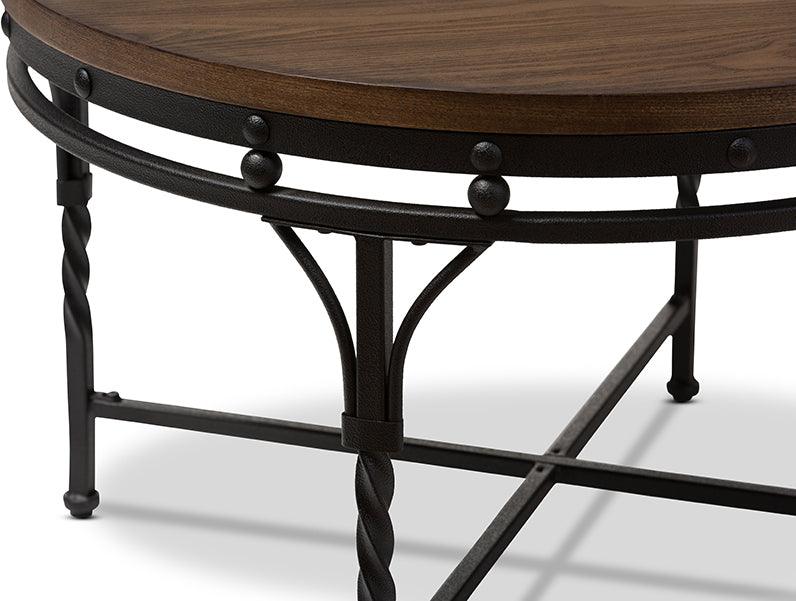 Wholesale Interiors Coffee Tables - Austin Vintage Industrial Antique Bronze Round Coffee Cocktail Occasional Table