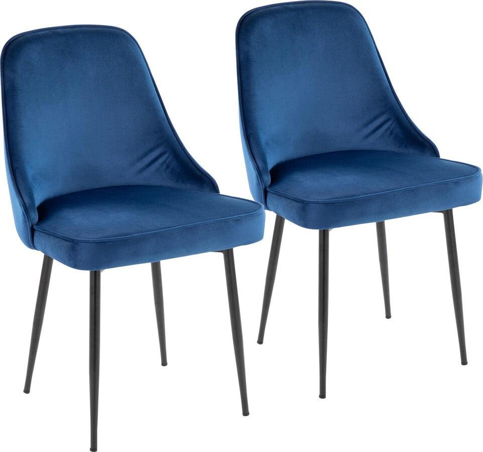 Lumisource Dining Chairs - Marcel Contemporary Dining Chair With Black Frame & Navy Blue Velvet Fabric (Set of 2)
