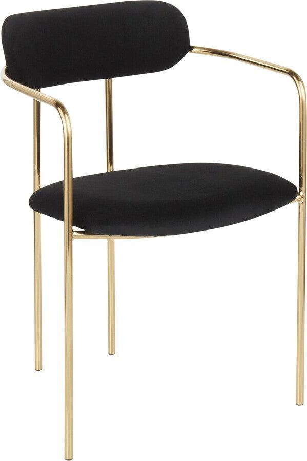 Lumisource Dining Chairs - Demi Contemporary Chair in Gold Metal and Black Velvet - Set of 2