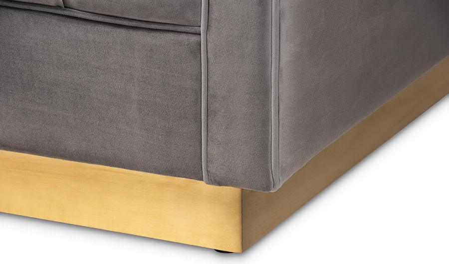 Wholesale Interiors Sofas & Couches - Aveline Glam And Luxe Grey Velvet Fabric Upholstered Brushed Gold Finished Sofa