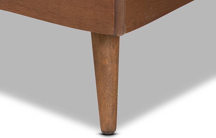 Wholesale Interiors Beds - Ratana Mid-Century Modern Grey Fabric and Brown Wood King Size Platform Bed